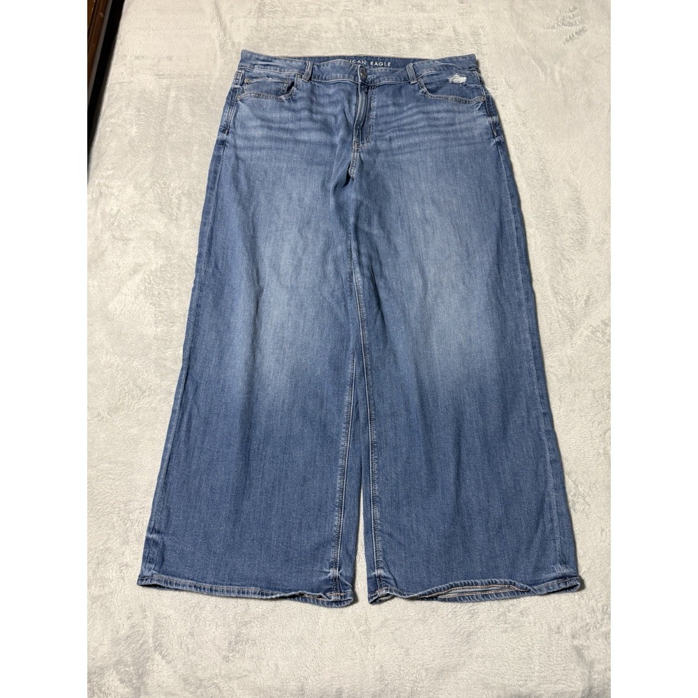 American Eagle Jeans Womens 18 Low Rise Baggy Wide Leg Blue 38x29